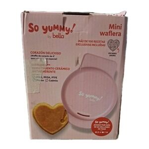 NEW So yummy By Bella Heart Shaped Mini Waffle Maker In Pink Breakfast Fun